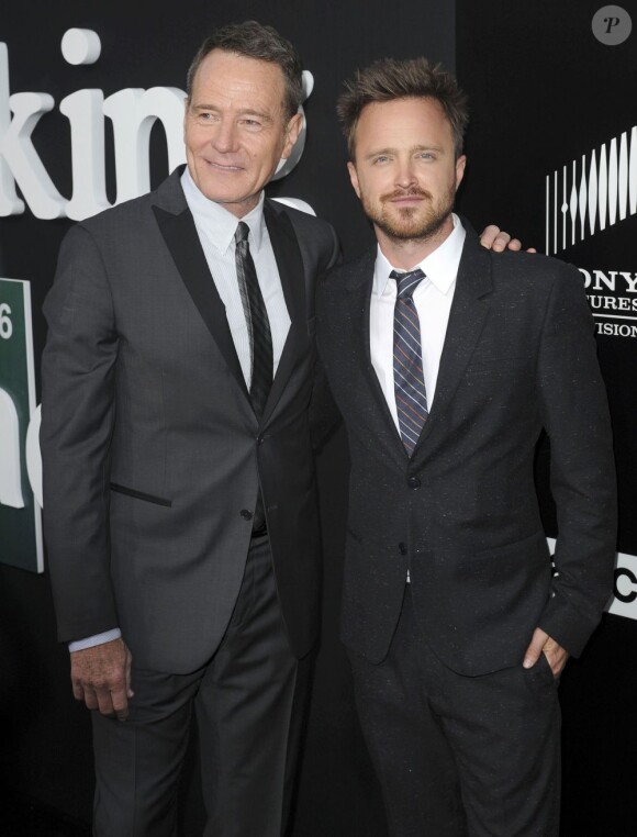 Bryan Cranston et Aaron Paul à l'avant-première de la deuxième partie de la cinquième saison de la série "Breaking Bad" à Los Angeles, le 24 juillet 2013.