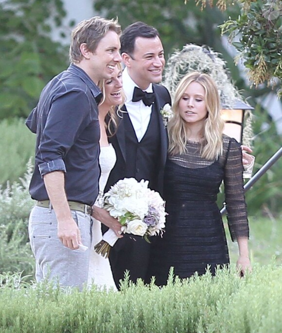 Kristen Bell et son fiancé Dax Shepard au mariage de Jimmy Kimmel et Molly McNearney à Ojai, le 13 juillet 2013.