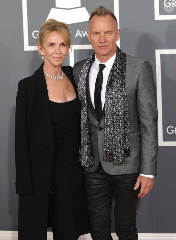 Sting et son épouse Trudie Styler lors de la 55e cérémonie des Grammy Awards à Los Angeles, le 10 février 2013.