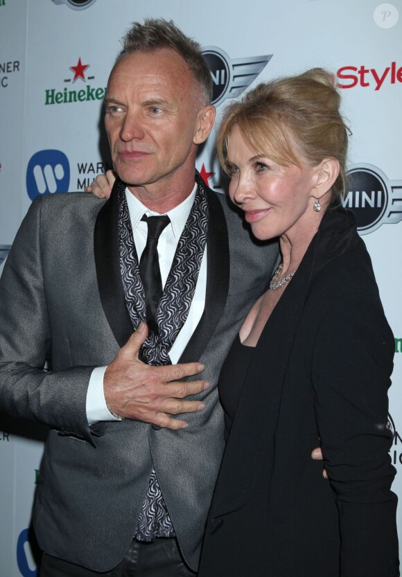 Sting et son épouse Trudy Styler à la soirée post-Grammy Awards organisée par le Warner Music Group à Los Angeles, le 10 février 2013.