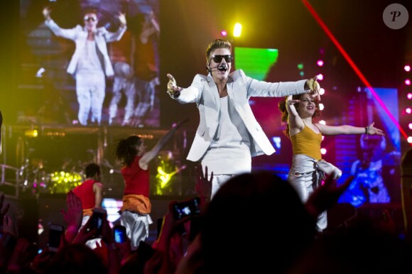 Justin Bieber en concert à Stockholm, le 24 avril 2013.