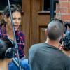 L'actrice américaine Katie Holmes tourne une courte vidéo dans le quartier de Tribeca à New York, le 29 juillet 2013.