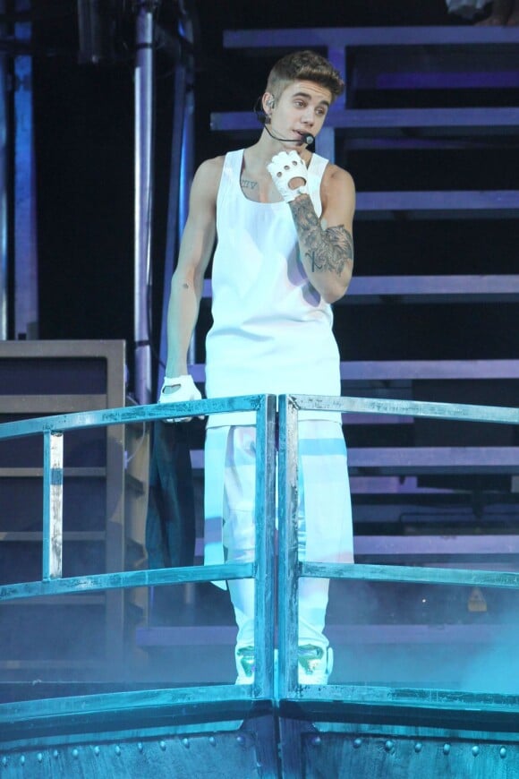 Le jeune Justin Bieber en concert au Prudential Center de Newark, le 30 juillet 2013.