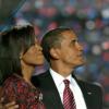 Michelle et Barack Obama lors d'un meeting à Denver dans le Colorado, le 28 août 2008.