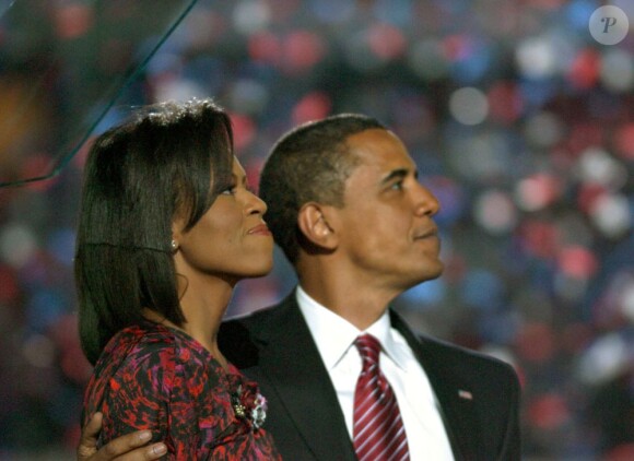 Michelle et Barack Obama lors d'un meeting à Denver dans le Colorado, le 28 août 2008.