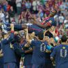 Eric Abidal lors de ses adieux déchirants au Camp Nou pour son dernier match sous les couleurs du FC Barcelone, le 6 juin 2013