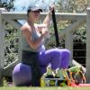 Exclusif - Sportive, même enceinte Jennifer Love Hewitt fait de la gym. Photo prise à Santa Monica, le 8 août 2013.