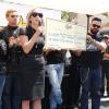 Sharon Stone à l'événement "Kiehl's". La marque de cosmétiques a organisé une course à moto dans le but de récolter des fonds pour l'amfAR. Photo prise à Los Angeles, le 8 août 2013.