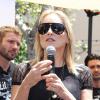 La star engagée Sharon Stone à l'événement "Kiehl's". La marque de cosmétiques a organisé une course à moto dans le but de récolter des fonds pour l'amfAR. Photo prise à Los Angeles, le 8 août 2013.