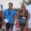 Kate Moss, sa fille Lila et son mari Jamie Hince sont en vacances à Formentera et profitent d'une fin de journée paisible après une sortie en mer. Le 14 août 2013
Photo exclusive