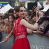 Lily Collins en Houghton à la première du film The Mortal Instruments: La Cité des Ténèbres à Madrid, le 22 août 2013.