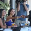 Nabilla et Laura Coll sur le tournage de Hollywood Girls saison 3, à Los Angeles, le jeudi 15 août 2013.