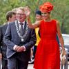La reine Maxima des Pays-Bas arrive pour l'inauguration du bâtiment Orion à l'Université de Wageningen ainsi que de la nouvelle année universitaire autour du thème ''la croissance responsable'', le 2 septembre 2013
