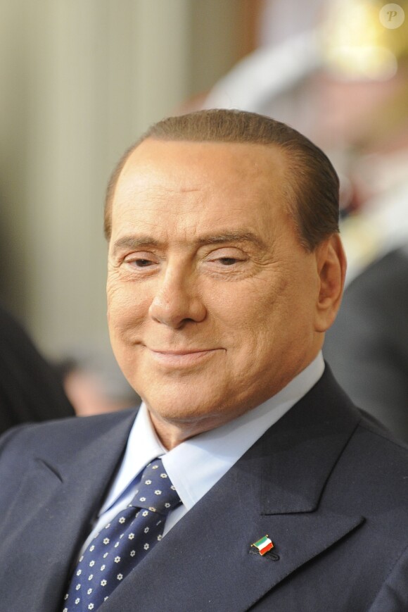 Silvio Berlusconi en conférence de presse après un entretien avec le president Giorgio Napolitano, à Rome, le 21 mars 2013.