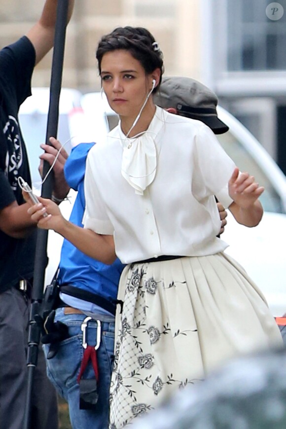 Katie Holmes sur le tournage du film "Miss Meadows" à Cleveland, le 28 août 2013.