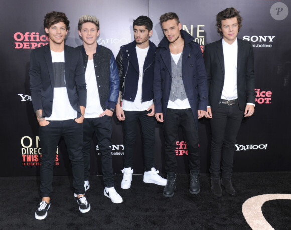 Le groupe One Direction à New York, pour la sortie de This is us, en août 2013.