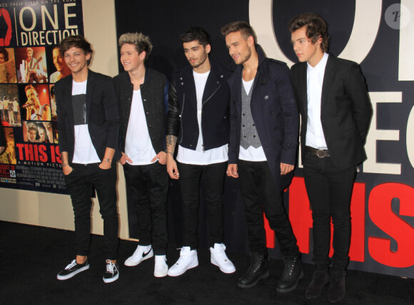 Les One Direction à New York, pour la sortie de This is us, en août 2013.