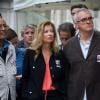La Première dame Valérie Trierweiler au rassemblement de soutien sur le parvis de l'Hôtel de Ville à Paris, aux journalistes Didier Francois et Edouard Elias, otages en Syrie depuis trois mois, le 6 septembre 2013.