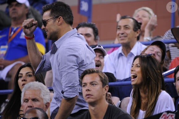 Eva Langoria et Ricky Martin lors de la finale de l'US Open 2013 entre Serena Williams et Victoria Azarenka, le 8 septembre 2013 sur le court Arthur Ashe à Flushing Meadows