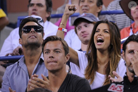Eva Langoria et Ricky Martin lors de la finale de l'US Open 2013 entre Serena Williams et Victoria Azarenka, le 8 septembre 2013 sur le court Arthur Ashe à Flushing Meadows