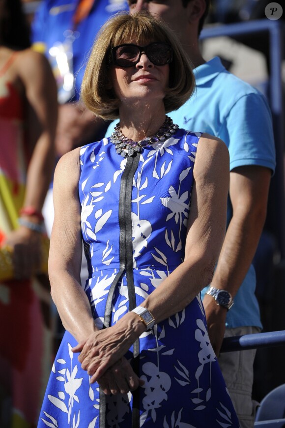 Anna Wintour lors de la finale de l'US Open 2013 entre Serena Williams et Victoria Azarenka, le 8 septembre 2013 sur le court Arthur Ashe à Flushing Meadows