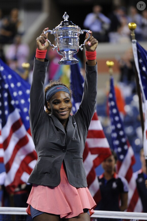 Serena Williams lors de sa victoire face à Victoria Azarenka en finale de l'US Open, le 8 septembre 2013 sur le court Arthur Ashe à Flushing Meadows