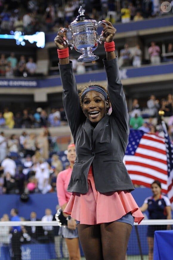 Serena Williams lors de sa victoire face à Victoria Azarenka en finale de l'US Open, le 8 septembre 2013 sur le court Arthur Ashe à Flushing Meadows
