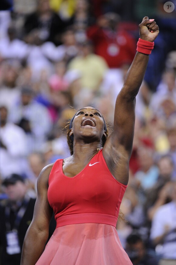 Serena Williams lors de sa victoire face à Victoria Azarenka en finale de l'US Open, le 8 septembre 2013 sur le court Arthur Ashe à Flushing Meadows
