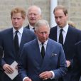  Le prince Charles, durement affecté par le décès de son meilleur ami Hugh van Cutsem, était accompagné de ses fils les princes William et Harry lors de ses obsèques, célébrées le 11 septembre 2013 à la cathédrale de Brentwood, dans l'Essex. 