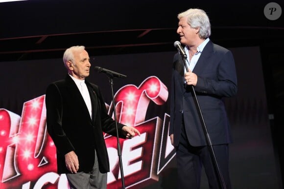 Exclusif - Charles Aznavour, Patrick Sébastien - Enregistrement de l'émission "Hier encore" présentée par Charles Aznavour et Virginie Guilhaume à l'Olympia le 6 septembre 2013. L'émission sera diffusée le 14 septembre.