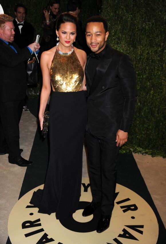 John Legend et Christine Teigen - Vanity Fair Oscar Party a Hollywood le 25 fevrier 2013.