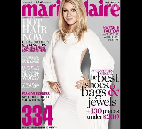 Gwyneth Paltrow en couverture du magazine Marie Claire, version australienne, pour le mois d'octobre 2013.