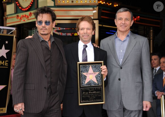 Johnny Depp, Jerry Bruckheimer, Robert Iger à Hollywood, le 24 Juin 2013.