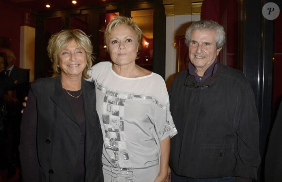 Daniele Thompson, Muriel Robin, Claude Lelouch à la générale du spectacle de Muriel Robine au théâtre de la Porte Saint-Martin à Paris, le 23 septembre 2013.