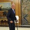 Le roi Juan Carlos Ier d'Espagne en audience à la Zarzuela avec les présidents des deux chambres du Parlement marocain le 23 septembre 2013, à la veille de son hospitalisation pour une nouvelle opération de la hanche.