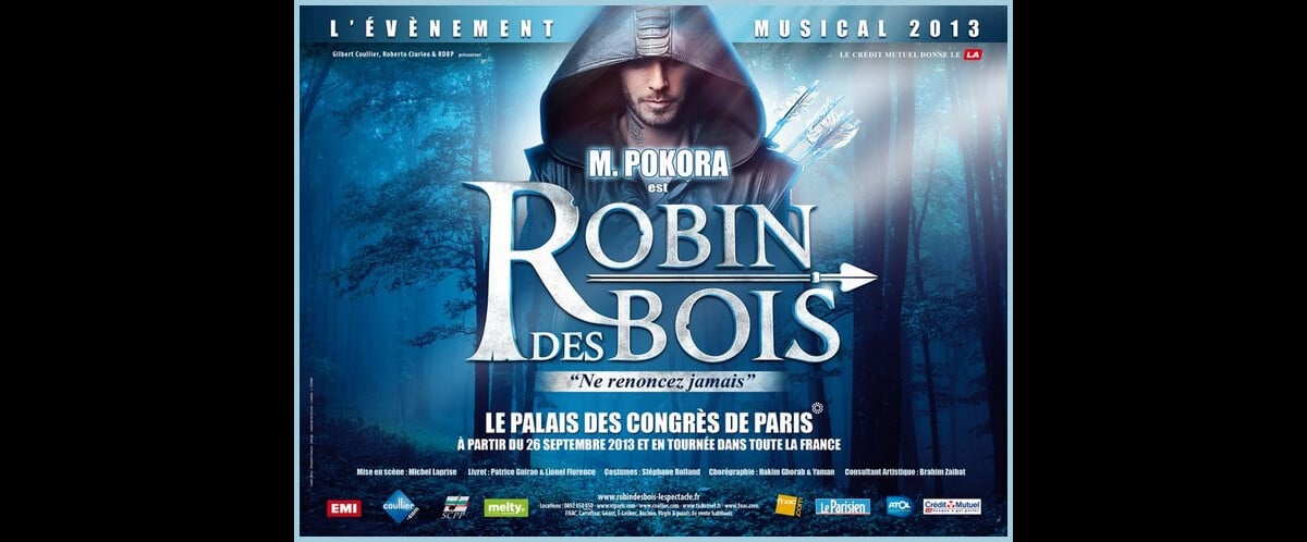 Photo : Visuel de la comédie musicale Robin des bois avec M. Pokora