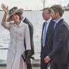 La princesse Mary de Danemark procédait le 25 septembre 2013 au baptême du Majestic Maersk, nouveau porte-conteneurs colossal de la compagnie A.P. Møller-Maersk, à Copenhague, en présence de son mari le prince héritier Frederik.