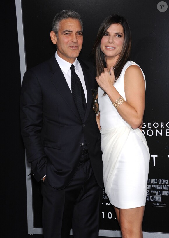 George Clooney et Sandra Bullock lors de la première de Gravity à New York, le 1er octobre 2013.