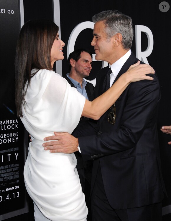 George Clooney et Sandra Bullock lors de la première de Gravity à New York, le 1er octobre 2013.