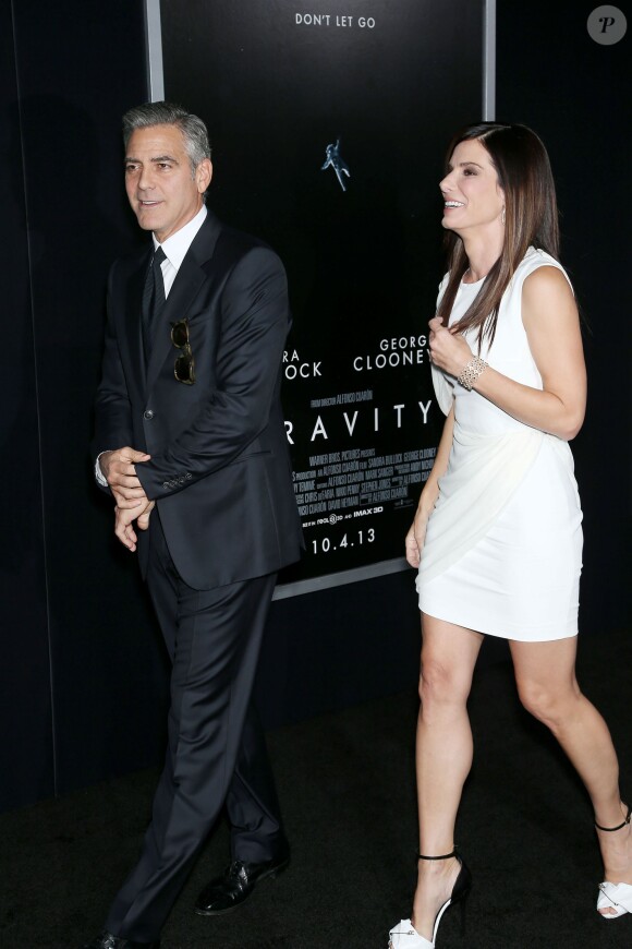 George Clooney et Sandra Bullock lors de la première de Gravity à New York, le 1er octobre 2013.