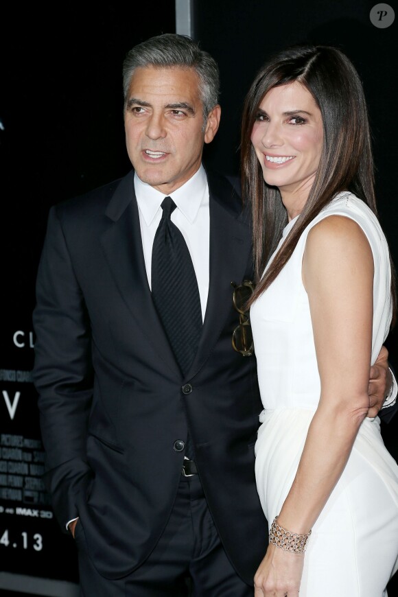 George Clooney et Sandra Bullock lors de la première de Gravity à New York, le 1er octobre 2013.