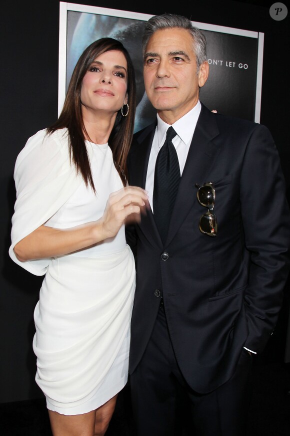 George Clooney et Sandra Bullock lors de la première de Gravity à New York, le 1er octobre 2013.