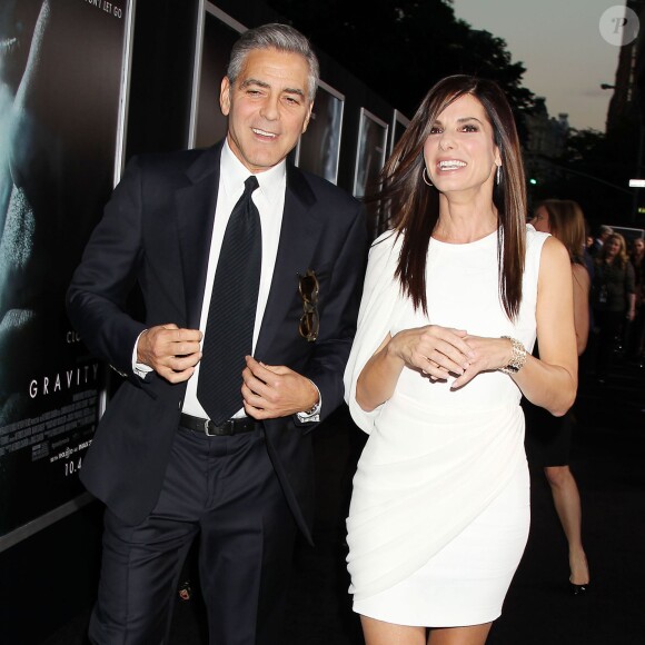 George Clooney et Sandra Bullock lors de la première de Gravity à New York, le 1er octobre 2013.