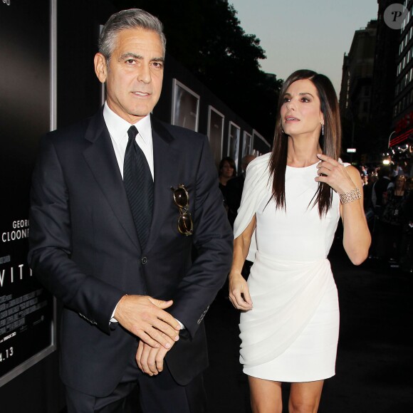 George Clooney et Sandra Bullock lors de la première de Gravity à New York, le 1er octobre 2013.