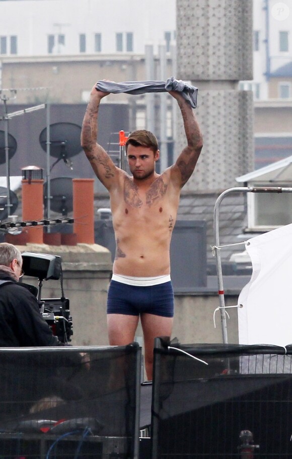 La doublure de David Beckham lors du tournage d'un spot publicitaire pour David Beckham Bodywear. Londres, le 1er octobre 2013.