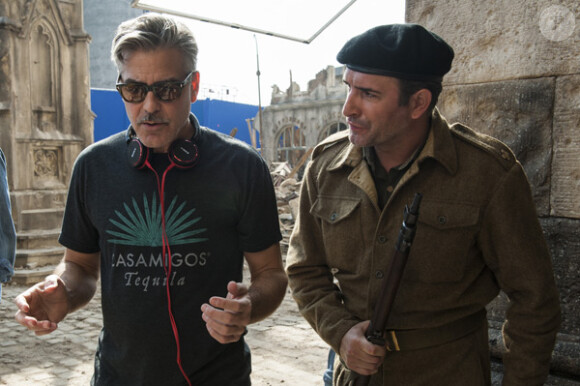 George Clooney sur le tournage de The Monuments Men avec Jean Dujardin