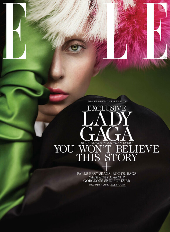 Lady Gaga en couverture du magazine Elle d'octobre 2013. Photo par Ruth Hogben.