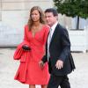 Manuel Valls et sa femme Anne Gravoin à l'Elysee a Paris le 3 septembre 201