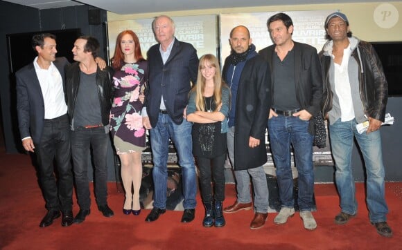 Jean-Baptiste Andrea, Jérémie Renier, Audrey Fleurot, Mélusine Mayance et Antoine Basler lors de la première du film La Confrérie des larmes à Paris le 7 octobre 2013.