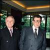 Pierre Bergé et Yves Saint Laurent assistent à un hommage rendu à Jean Cocteau à Paris le 4 mai 1996.